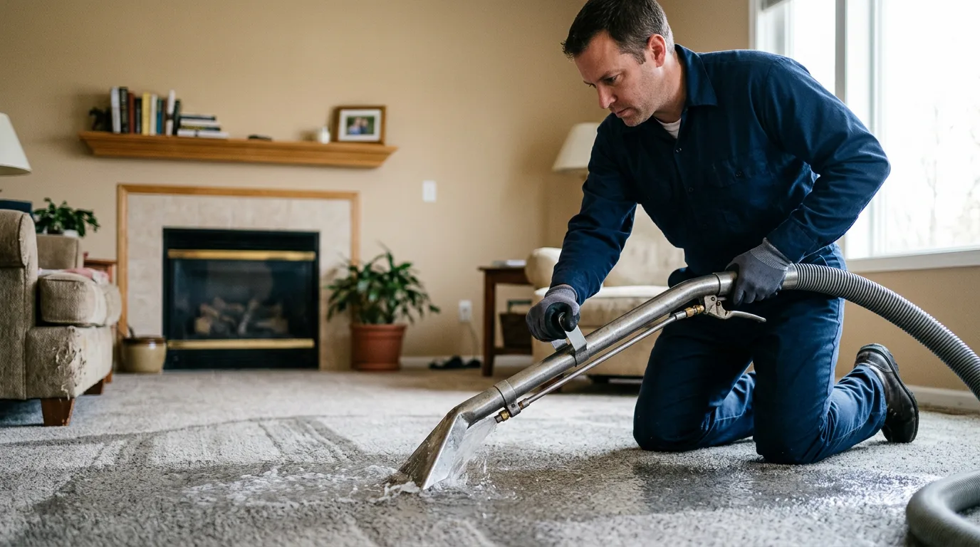 Water damage restoration technician working near Alvada, OH